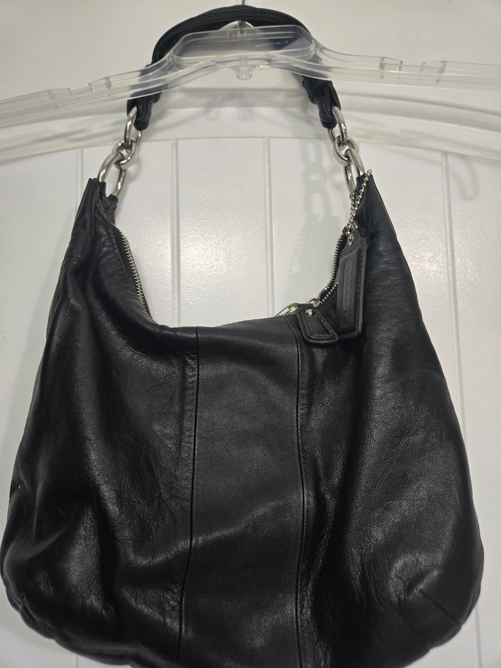 Coach Black Leather Hobo with Silver-Tone Hardware - Picture 3 of 5